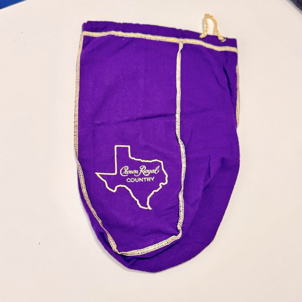 CROWN ROYAL Texas Purple & Gold Drawstring Bag for Crafts, Storage 13”x9”